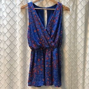 Blue Floral Pattern Romper - Perfect for summer